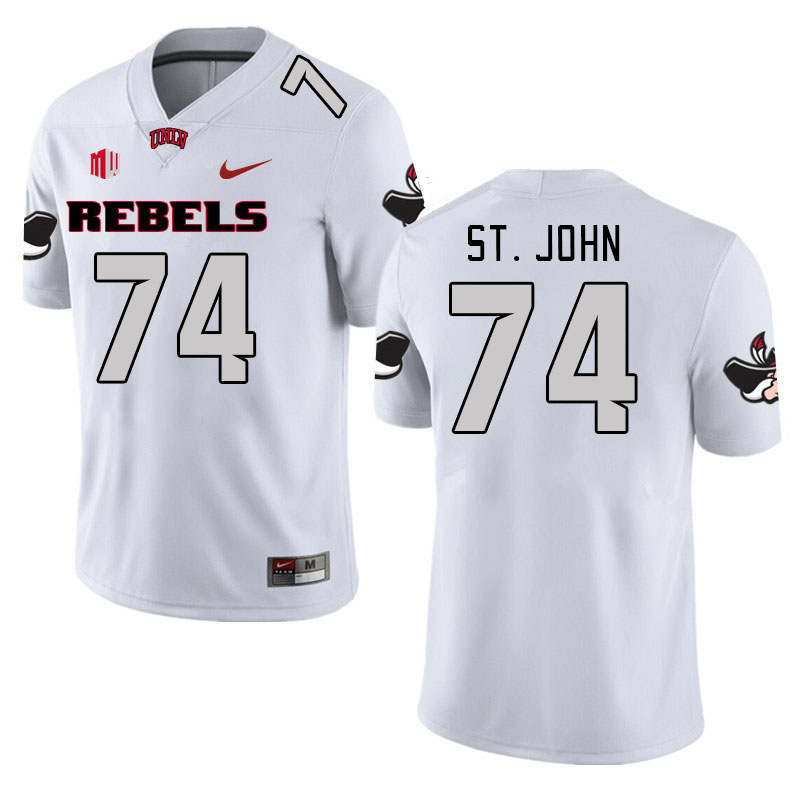 Men #74 Jalen St. John UNLV Rebels 2023 College Football Jerseys Stitched-White - Click Image to Close